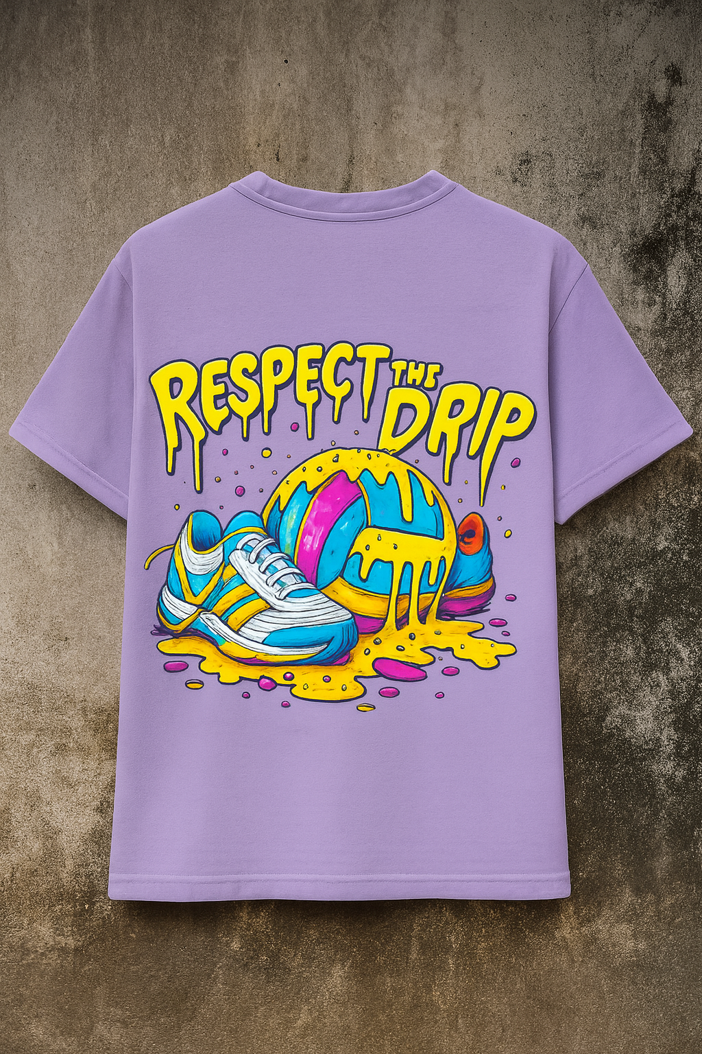 Desi Hood Unisex Respect The Drip Printed  Heavy Fabric Oversized Round Neck T-shirt