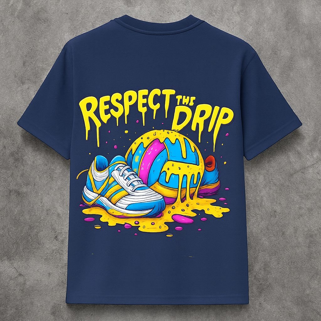 Desi Hood Unisex Respect The Drip Printed  Heavy Fabric Oversized Round Neck T-shirt