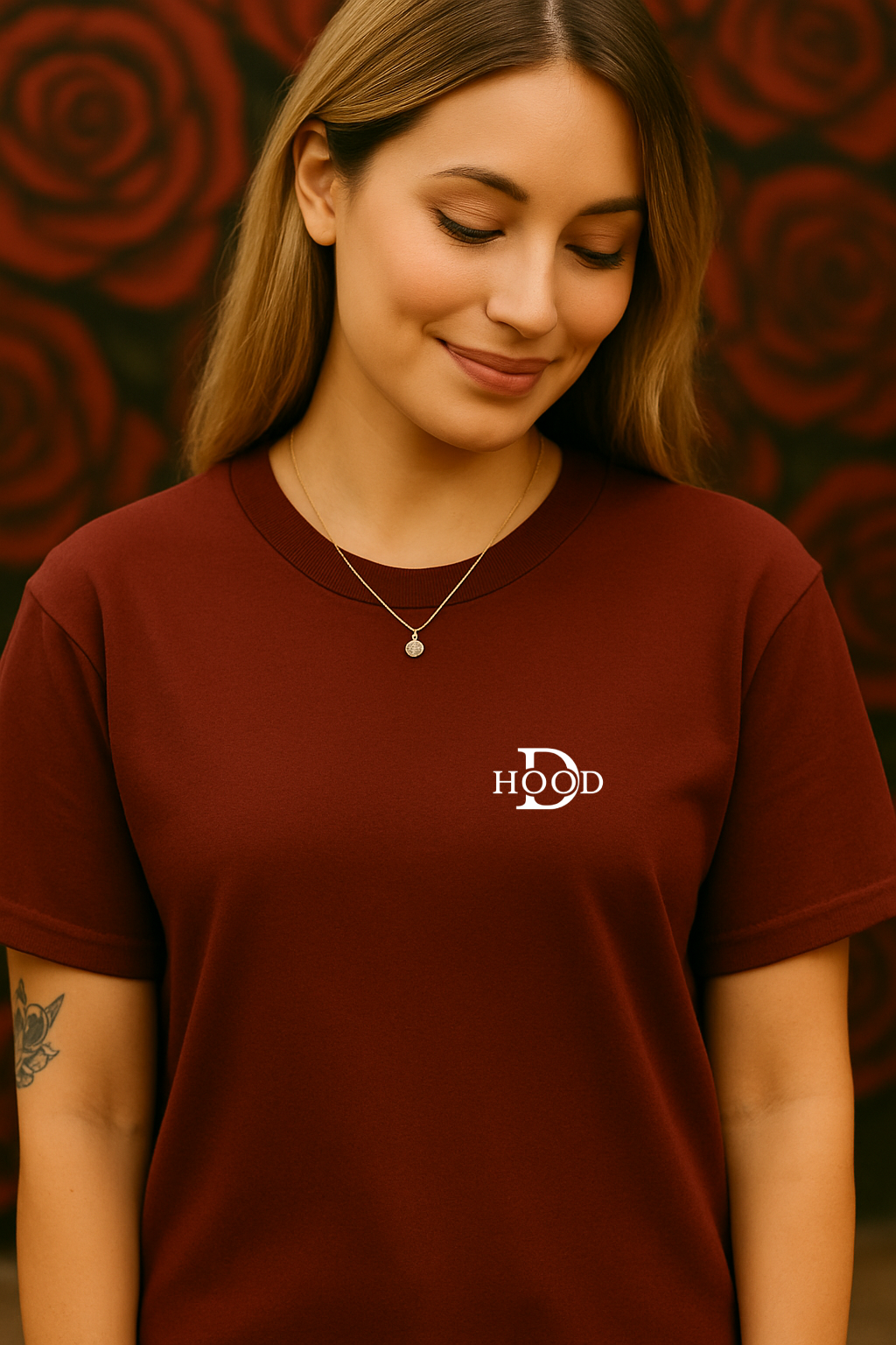 Desi Hood Unisex Heavy Fabric Rose Lighter Oversized T-shirt