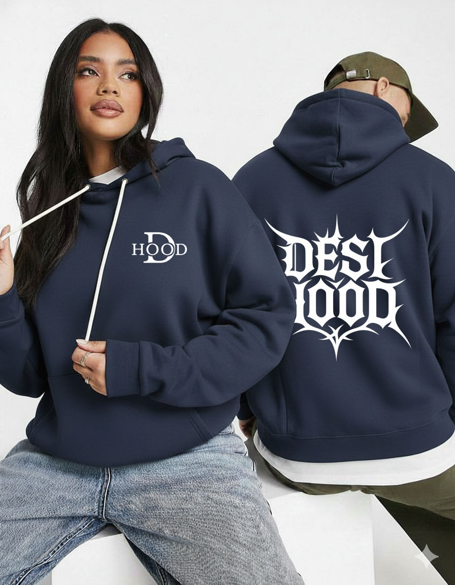 Desi Hood Pure Cotton 450 GSM Unisex White Hoodie For Men & Women