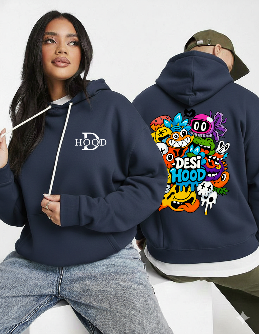 Desi Hood Printed Pure Cotton 450 GSM Unisex Hoodie For Men & Women