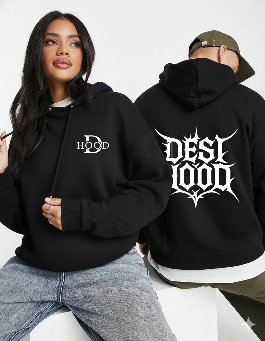 Desi Hood Pure Cotton 450 GSM Unisex White Hoodie For Men & Women