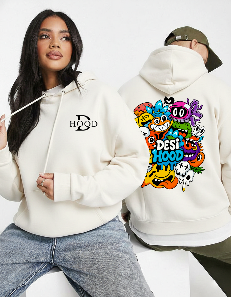Desi Hood Printed Pure Cotton 450 GSM Unisex Hoodie For Men & Women