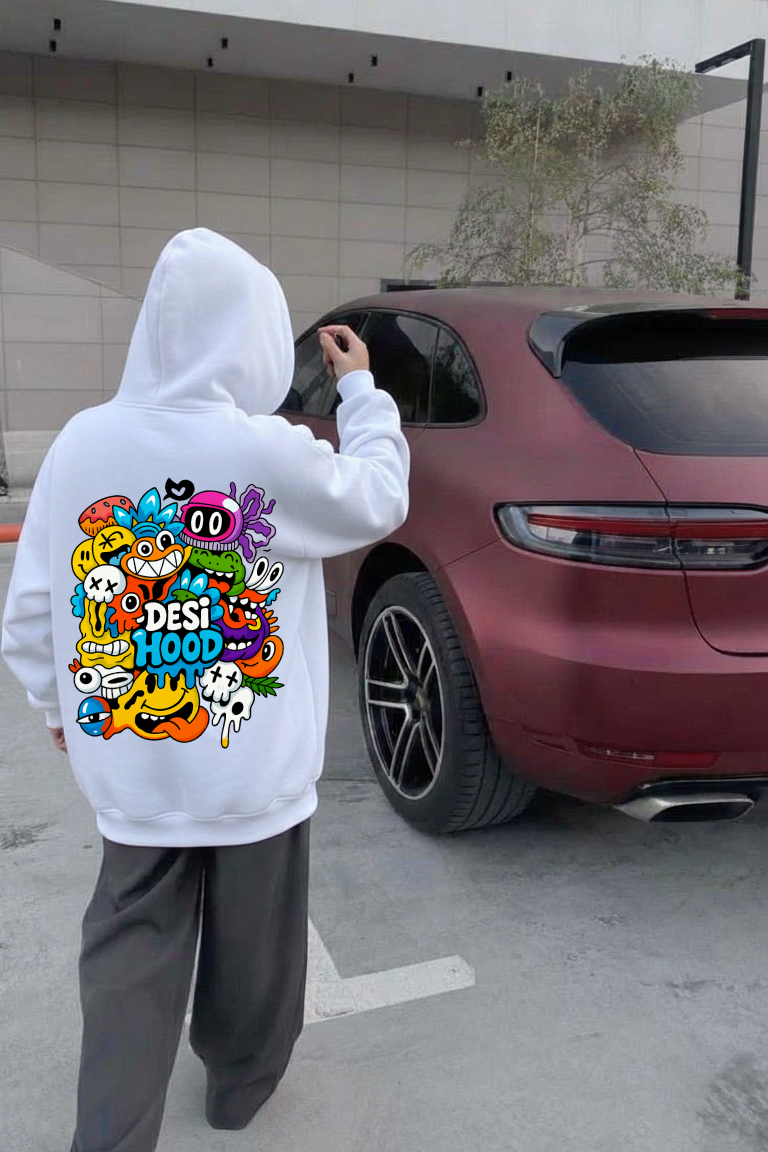 Desi Hood Printed Pure Cotton 450 GSM Unisex Hoodie For Men & Women