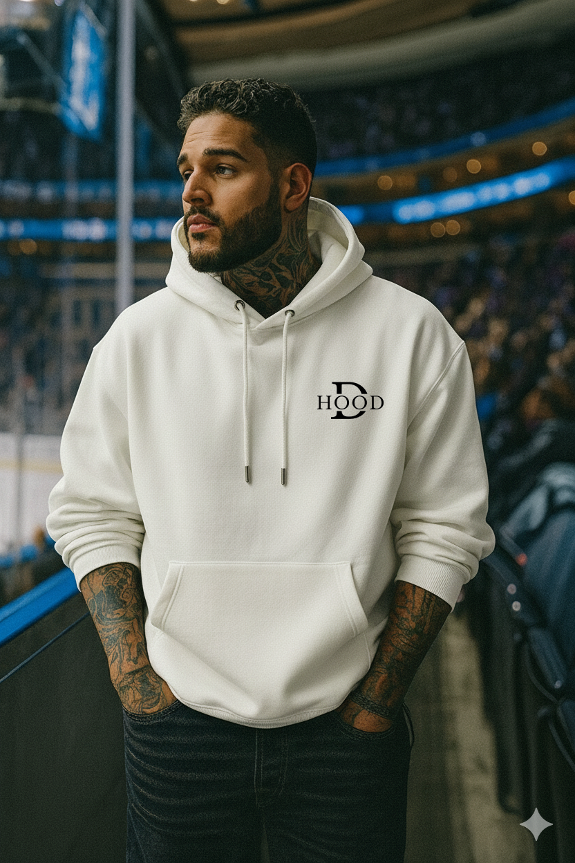 Desi Hood Pure Cotton 450 GSM Unisex White Hoodie For Men & Women