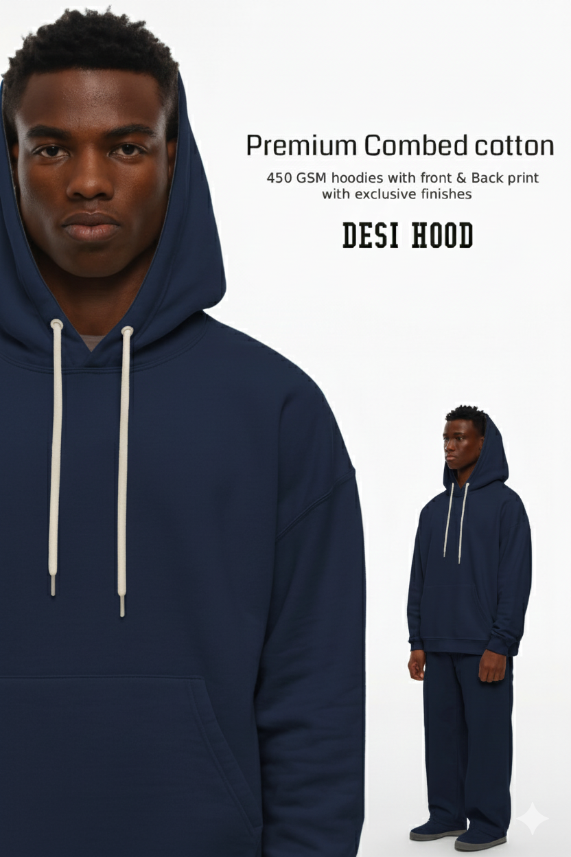 Desi Hood Printed Pure Cotton 450 GSM Unisex Hoodie For Men & Women