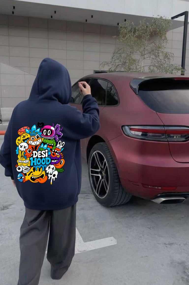 Desi Hood Printed Pure Cotton 450 GSM Unisex Hoodie For Men & Women