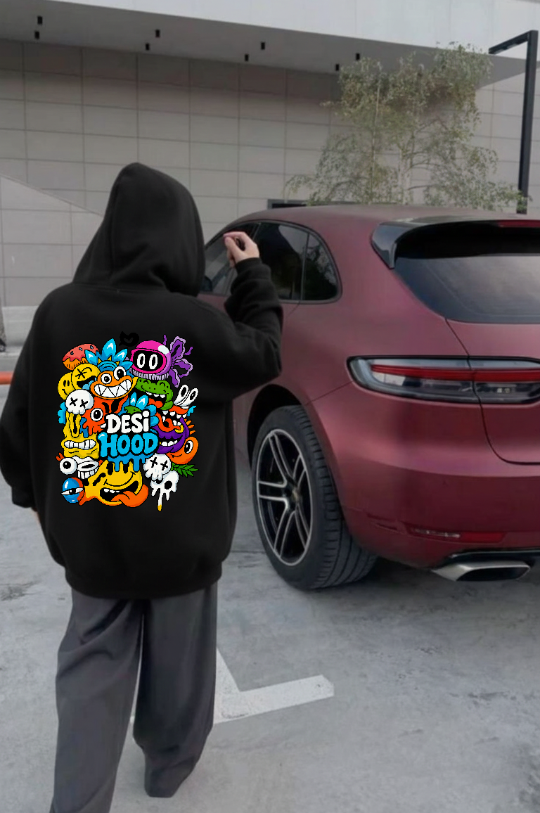 Desi Hood Printed Pure Cotton 450 GSM Unisex Hoodie For Men & Women