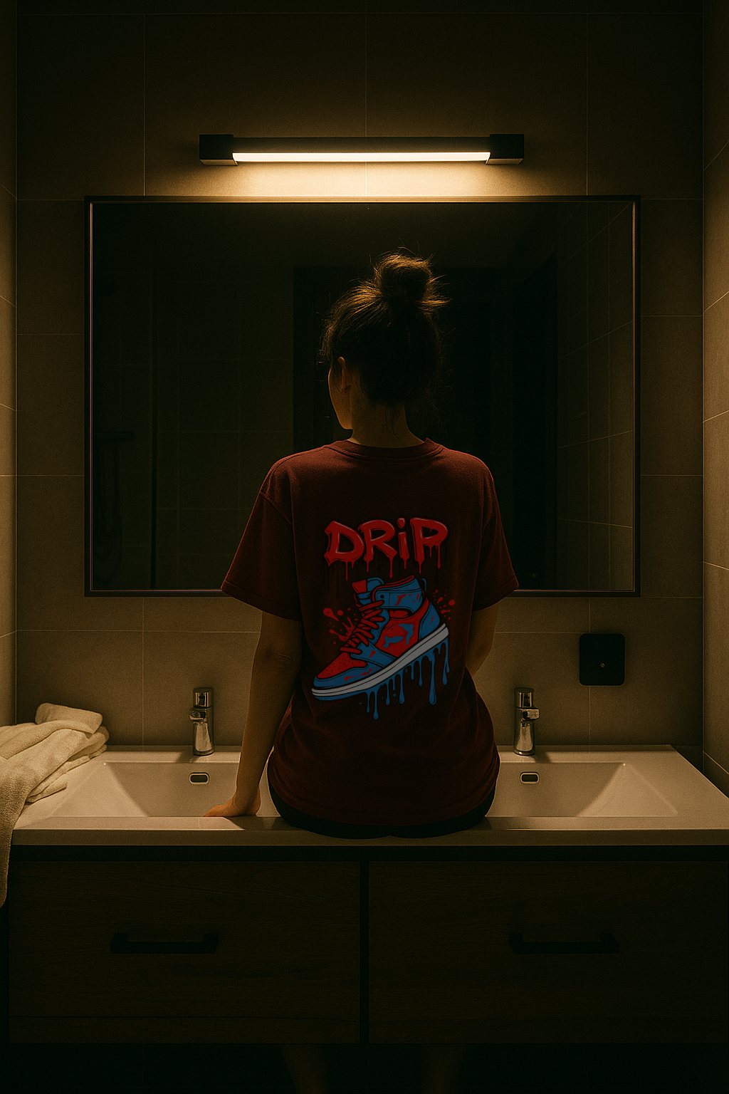 Desi Hood Drip Shoe Printed Oversized Heavy Fabric Round Neck T-shirt