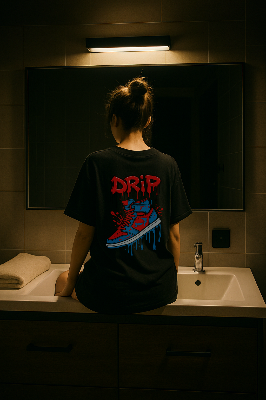 Desi Hood Drip Shoe Printed Oversized Heavy Fabric Round Neck T-shirt