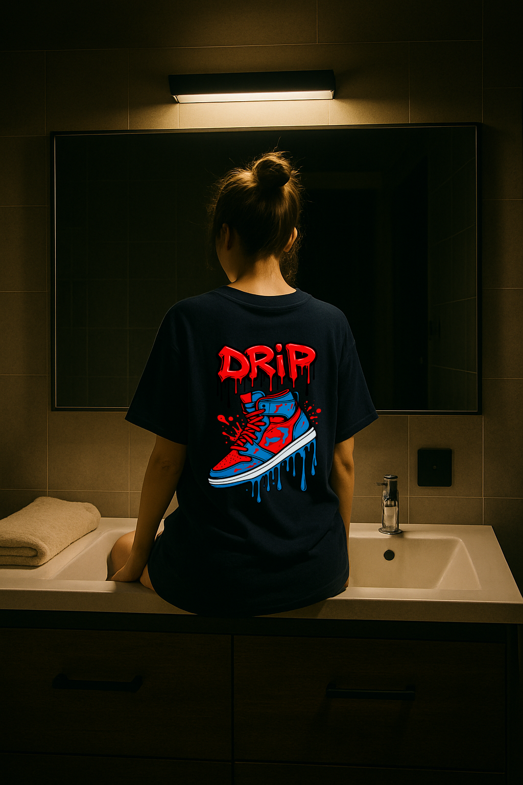 Desi Hood Drip Shoe Printed Oversized Heavy Fabric Round Neck T-shirt