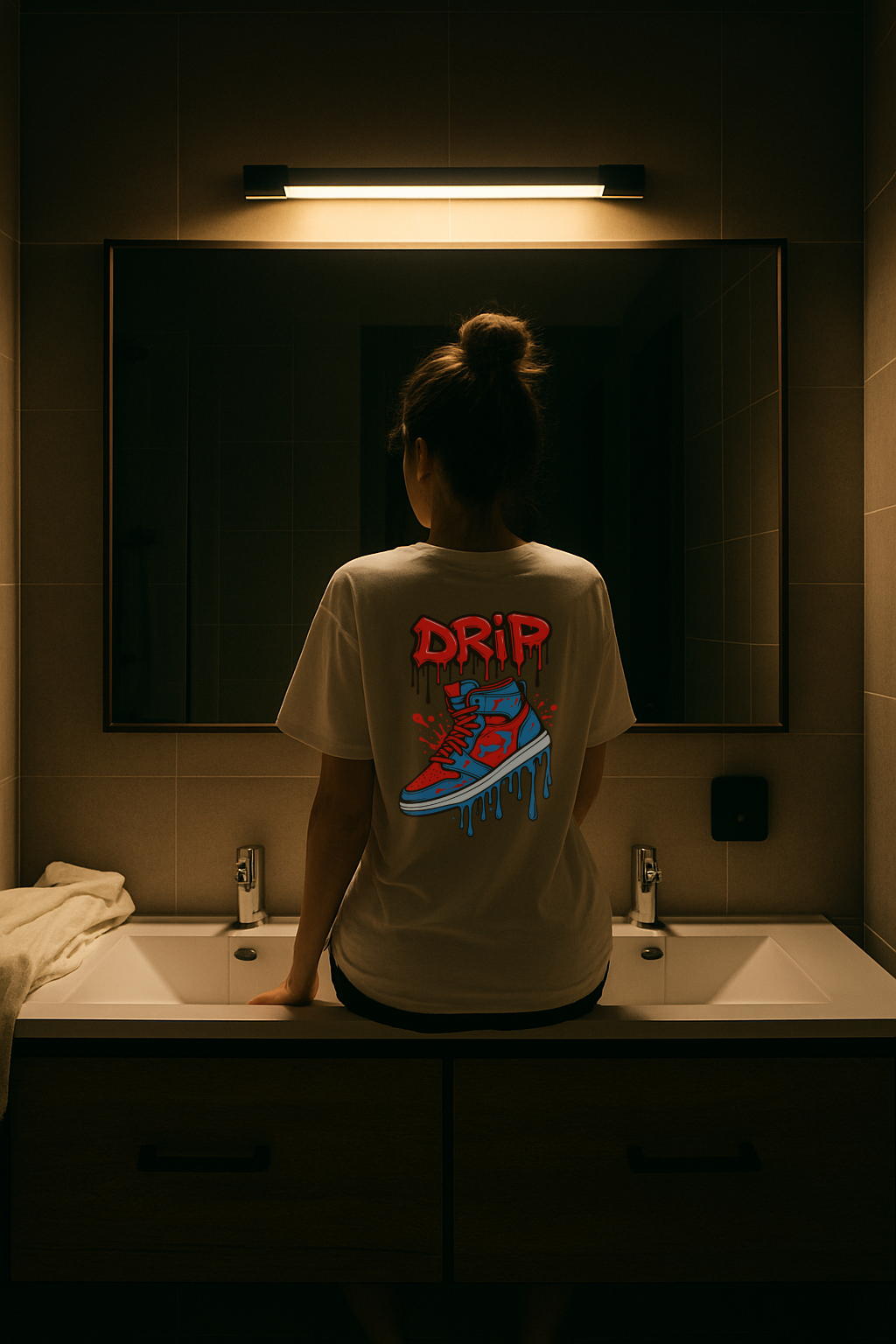 Desi Hood Drip Shoe Printed Oversized Heavy Fabric Round Neck T-shirt